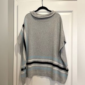 Talbots poncho- gray with blue and white stripes, great condition!!